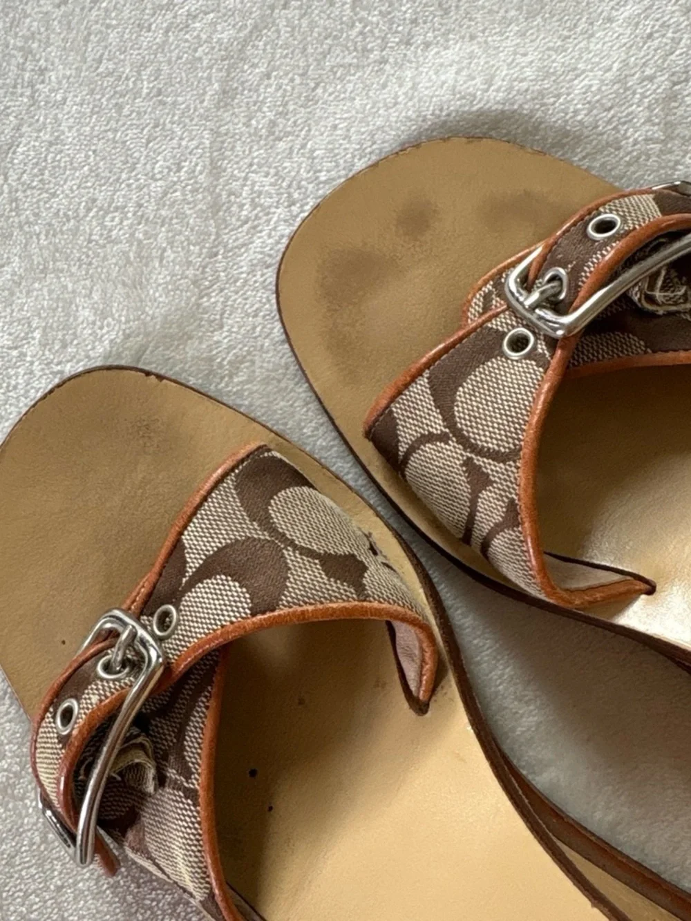Coach Honey Wooden Platform Wedge Heels 1999 Brown Size 6